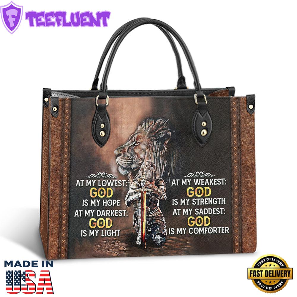 Faith God Is My Light Leather Bag Christ Gifts Leather Bags