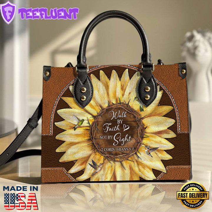 Faith Sun Flower Leather Bag Christ Gifts Leather Bags