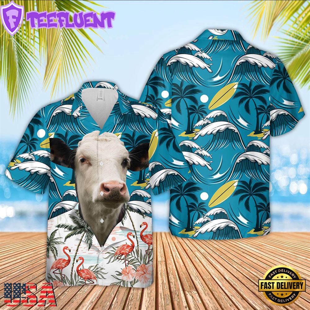 Farm Hawaiian Shirt, Black Baldy Funny Hawaiian Shirt, Cow Hawaiian Shirt