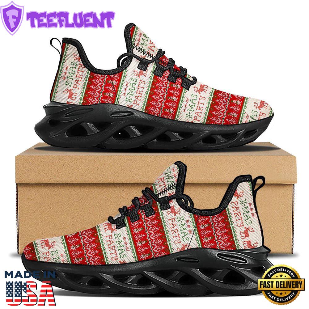 Festive Christmas Knitted Print Pattern Black Max Soul Shoes