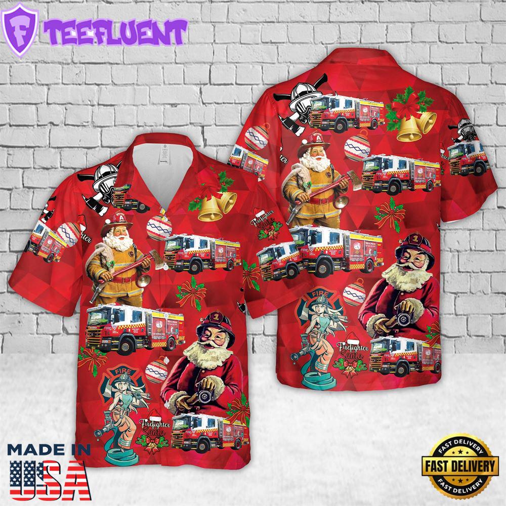 Fire and Rescue New South Wales Scania CAFS Pumper 32 Christmas Hawaiian Shirt