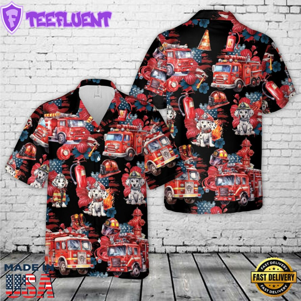 Fire Truck Hawaiian Shirt