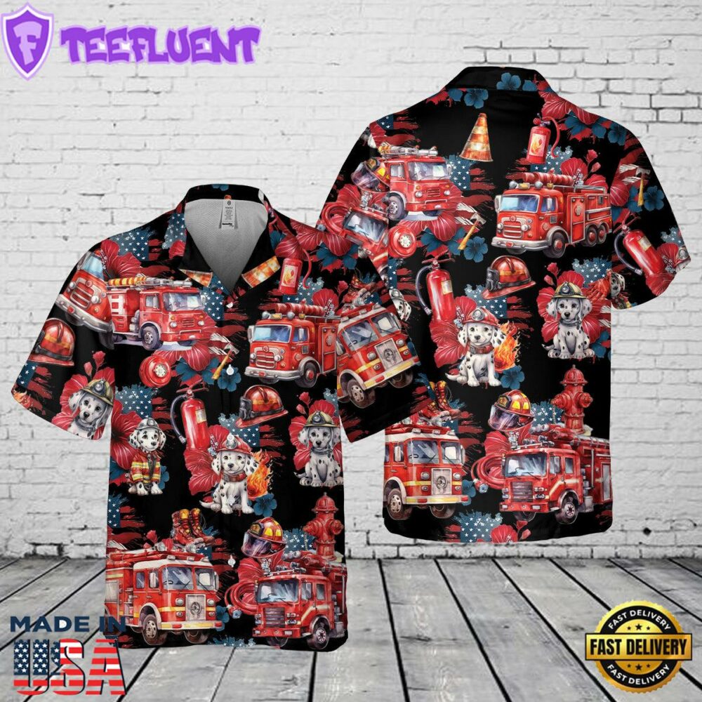 Fire Truck Pocket Hawaiian Shirt