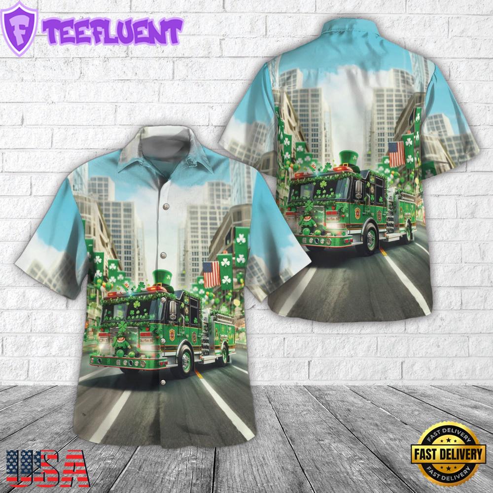 Fire Truck St Patrick's Day Hawaii Shirt