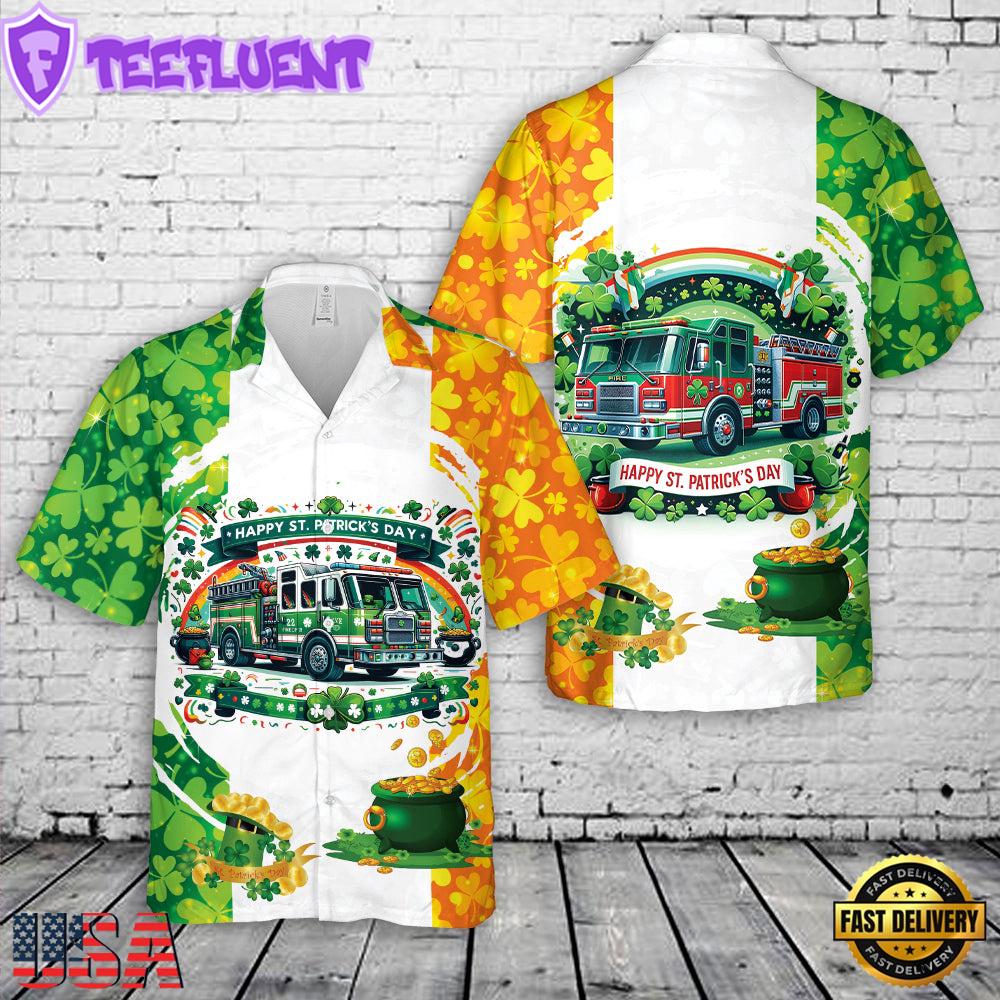 Fire Truck St Patrick's Day Summer Hawaiian Shirt