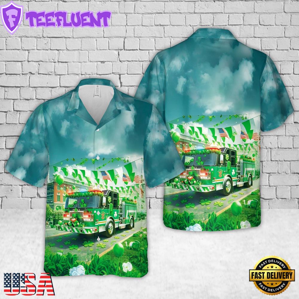 Fire Truck St Patrick's Day Summer Hawaiian Shirts