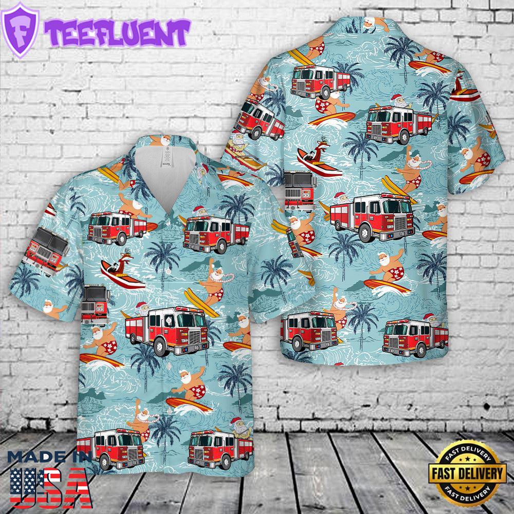 Fire Trucks, Christmas In July Hawaiian Shirt