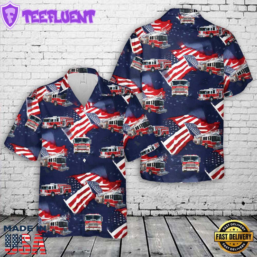Fire Trucks Firefighter, 4th Of July Hawaiian Shirt
