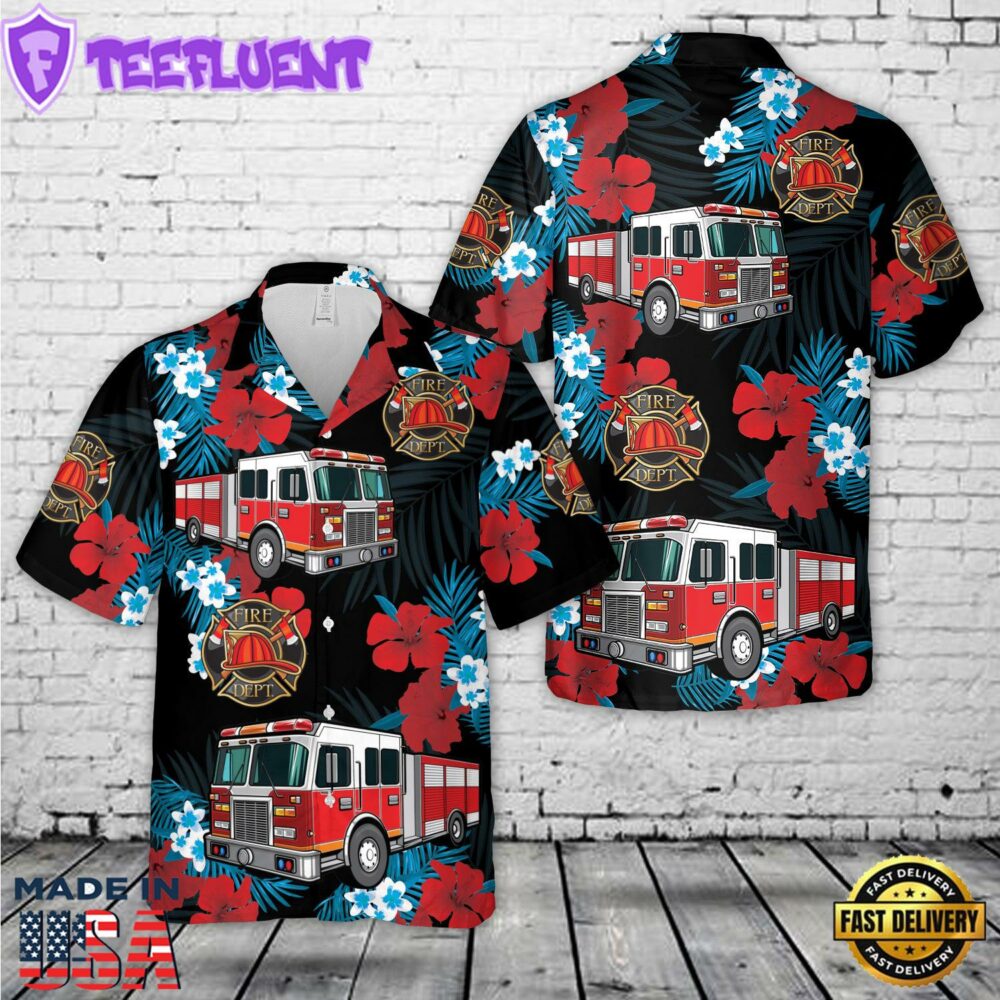 Firefighter Fire Truck, 4th Of July Hawaiian Shirt 3