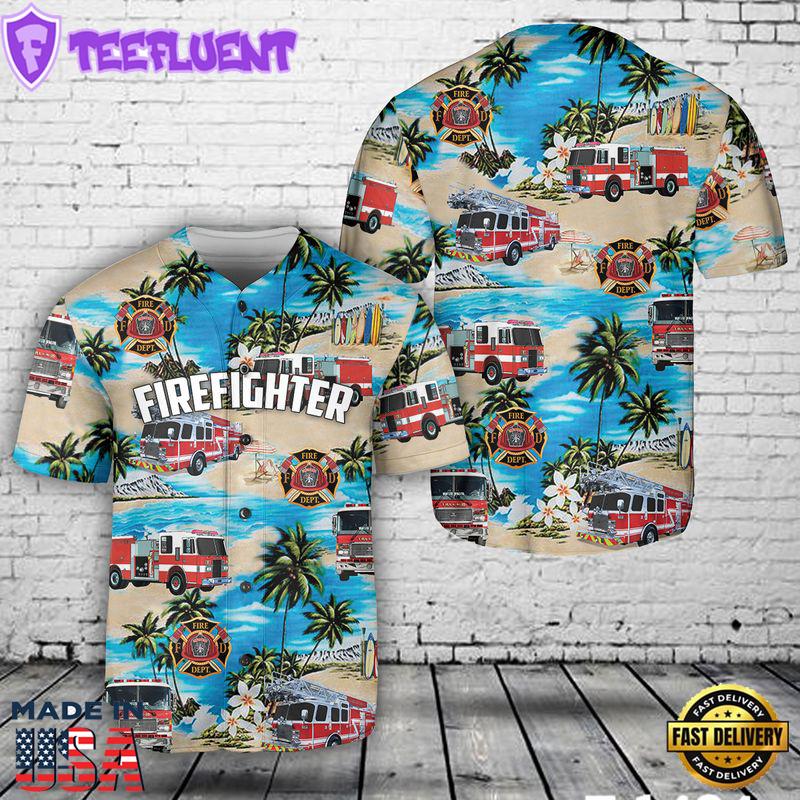 Firefighter Fire Truck Baseball Jersey
