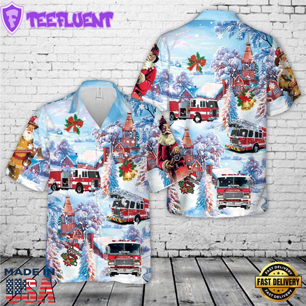 Firefighter Fire Truck Christmas Hawaiian Shirt 1