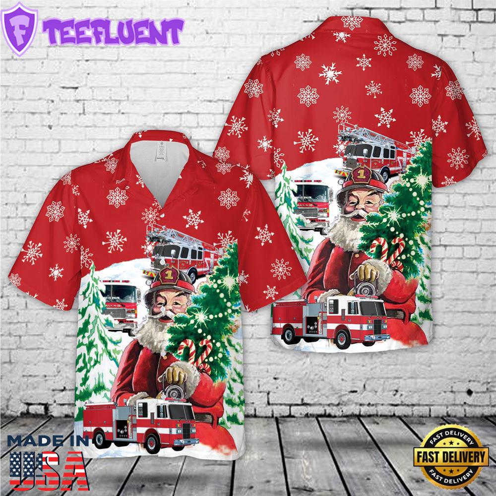 Firefighter Fire Truck Christmas Hawaiian Shirt 2