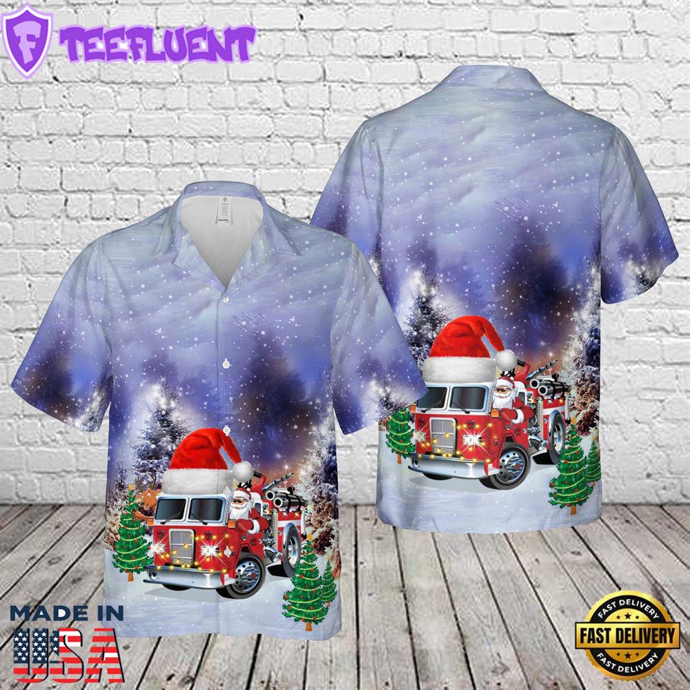 Firefighter Fire Truck Christmas Hawaiian Shirt 4