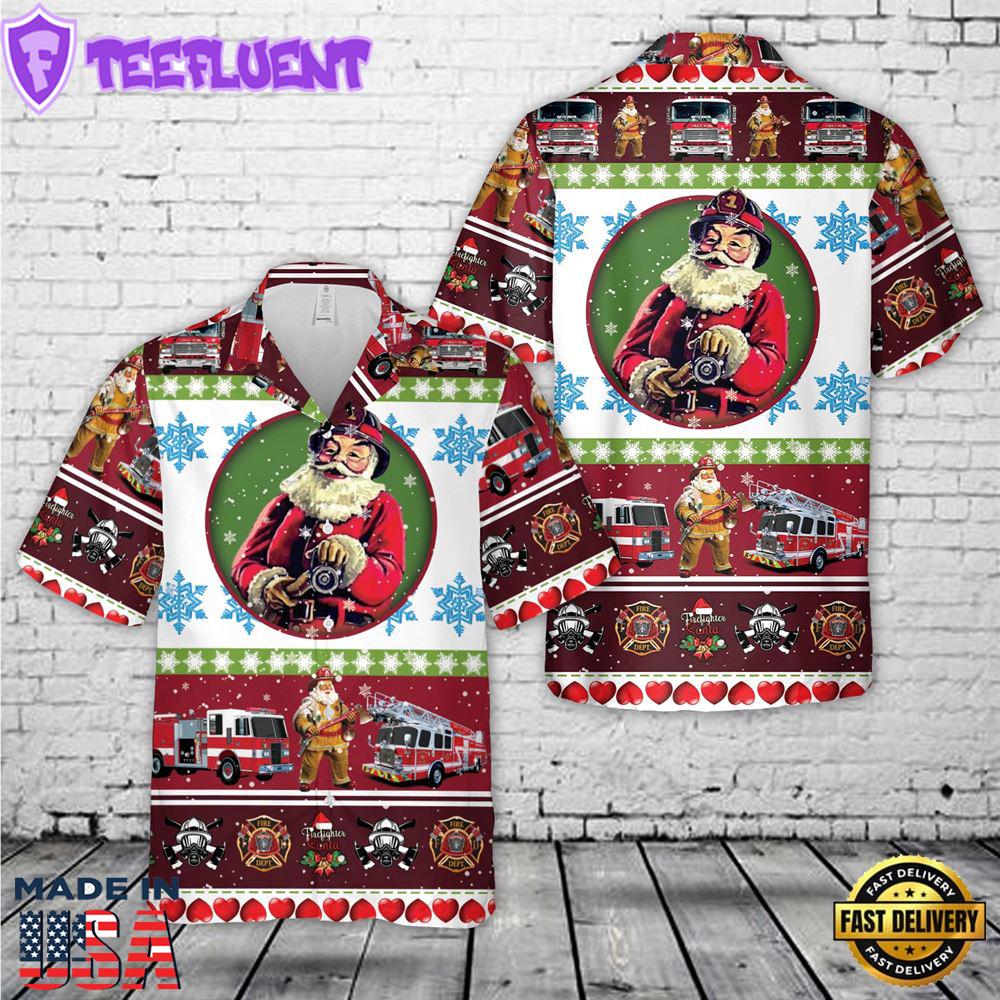 Firefighter Fire Truck Christmas Hawaiian Shirt 5