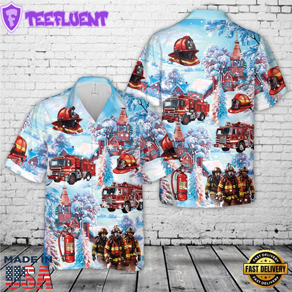 Firefighter Fire Truck Christmas Hawaiian Shirt 6