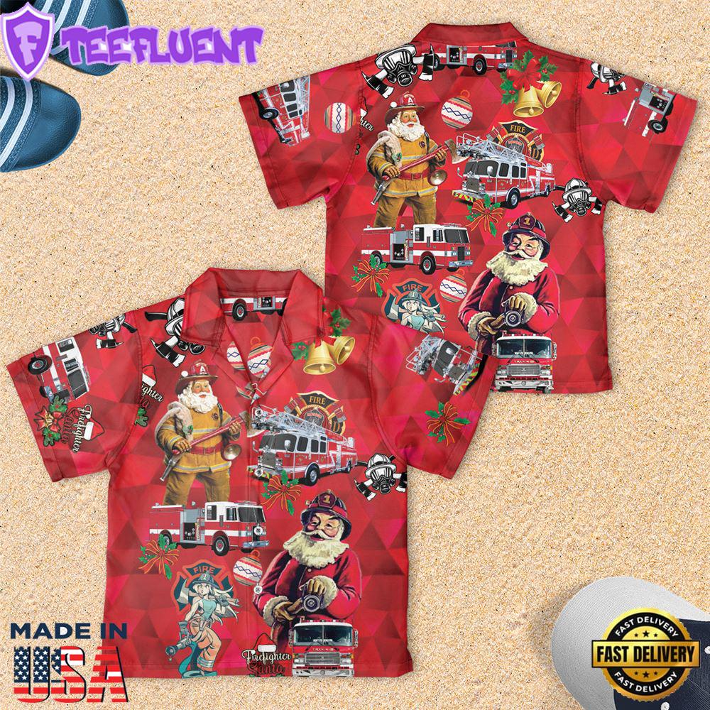 Firefighter Fire Truck Christmas Youth Hawaiian Shirt