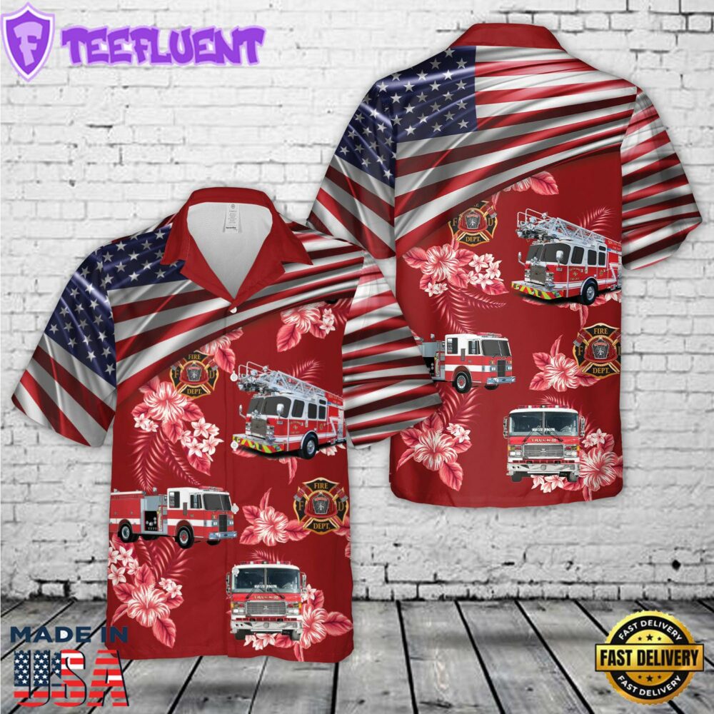 Firefighter Fire Truck Hawaiian Shirt