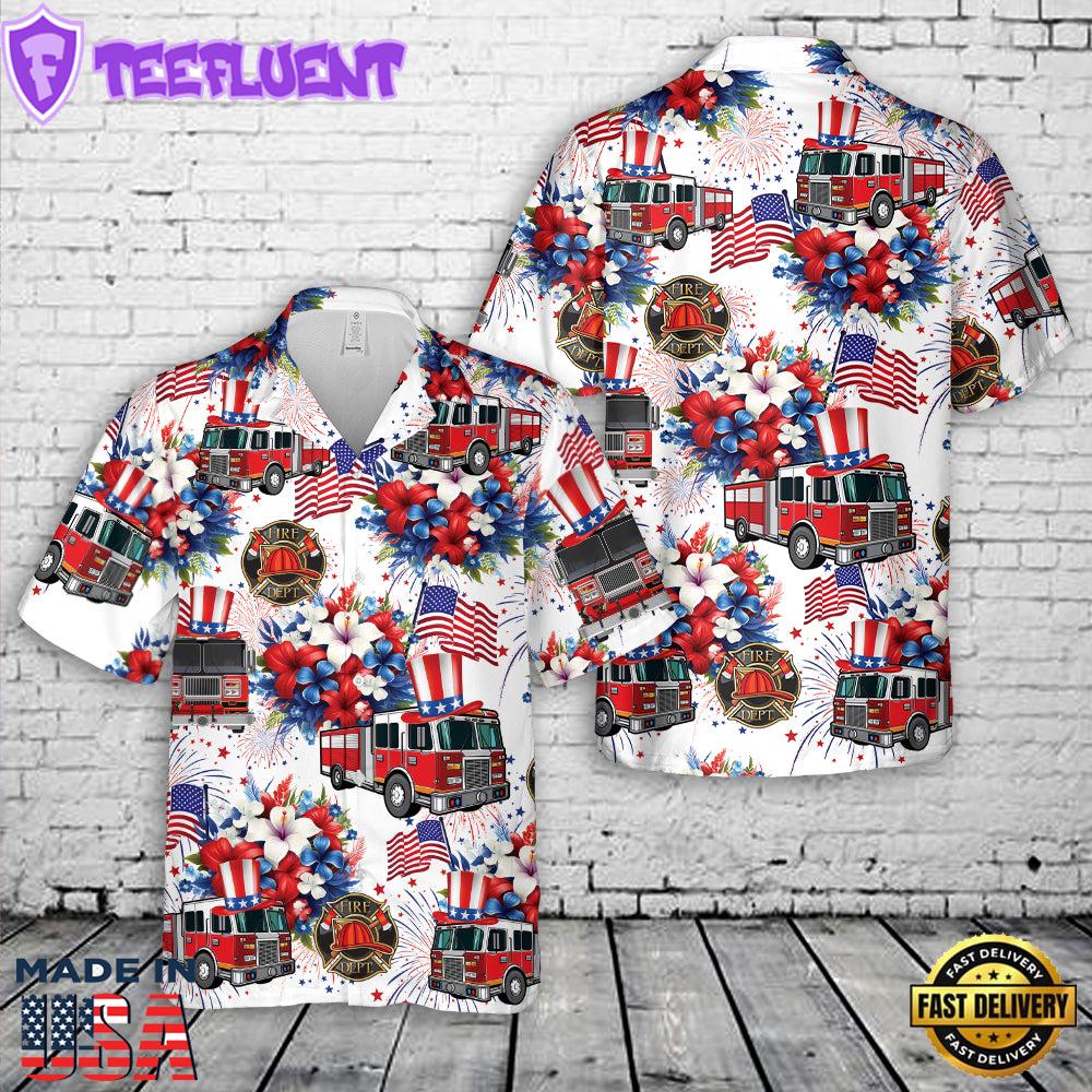 Firefighter Fire Trucks Hawaiian Shirt