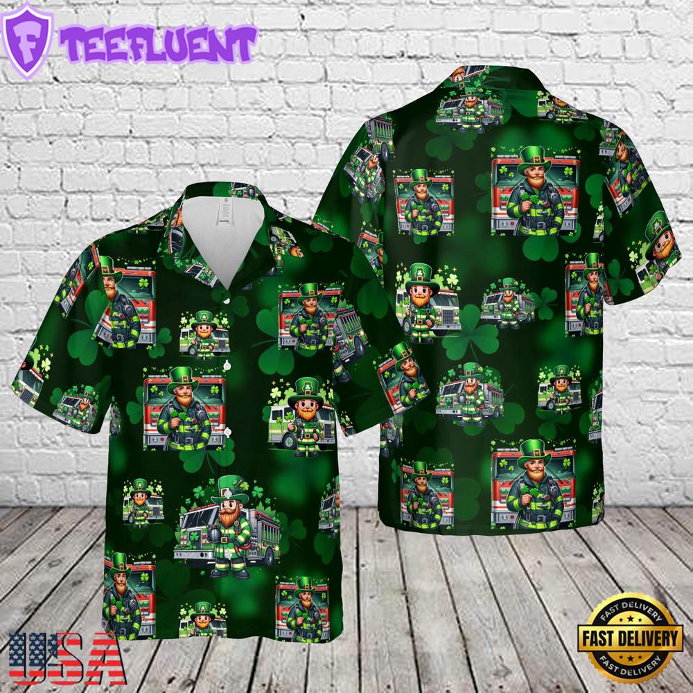 Firefighter Saint Patrick's Day Leprechaun Summer Hawaiian Shirt