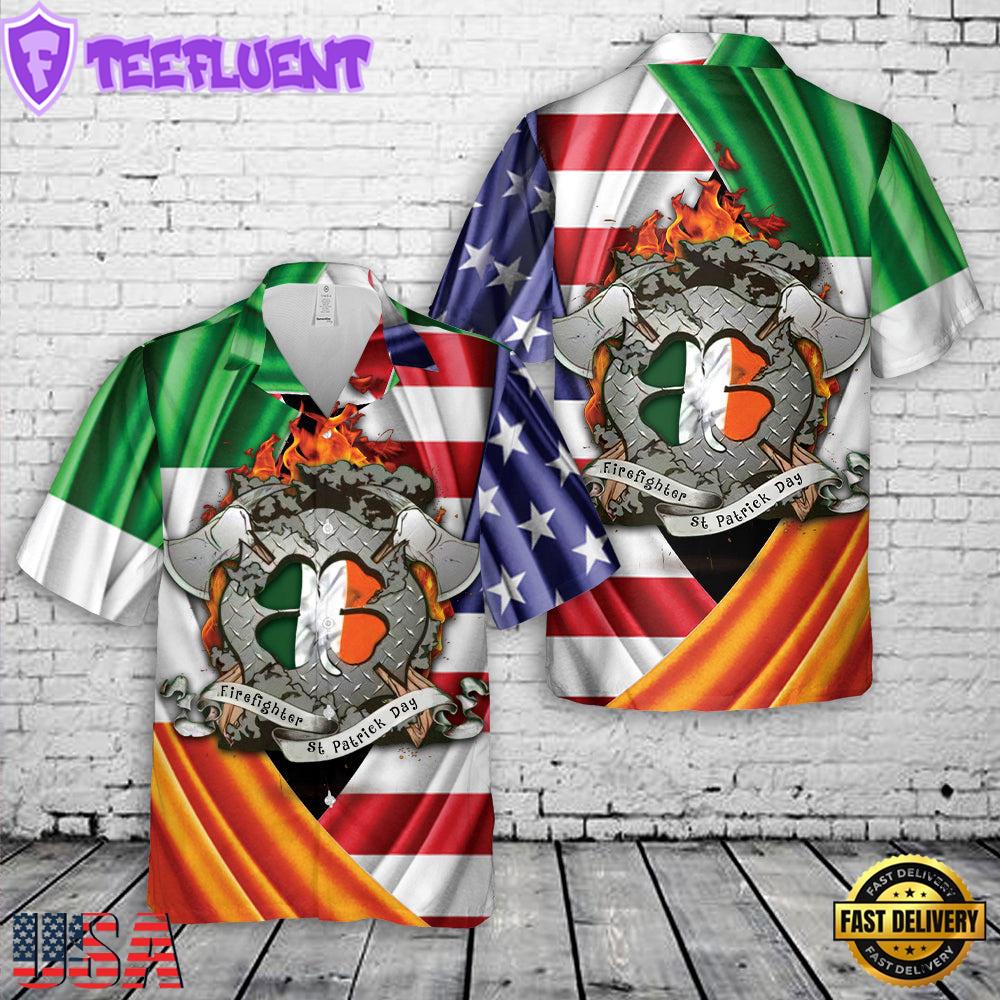 Firefighter Saint Patrick's Day Leprechaun Vitage Hawaiian Shirts