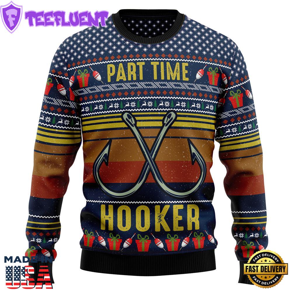 Fishing Part Time Ugly Christmas Sweater