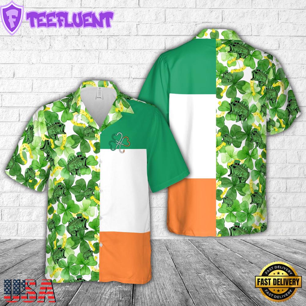 Fishing Shamrock Patricks' Day Hawaiian Shirt