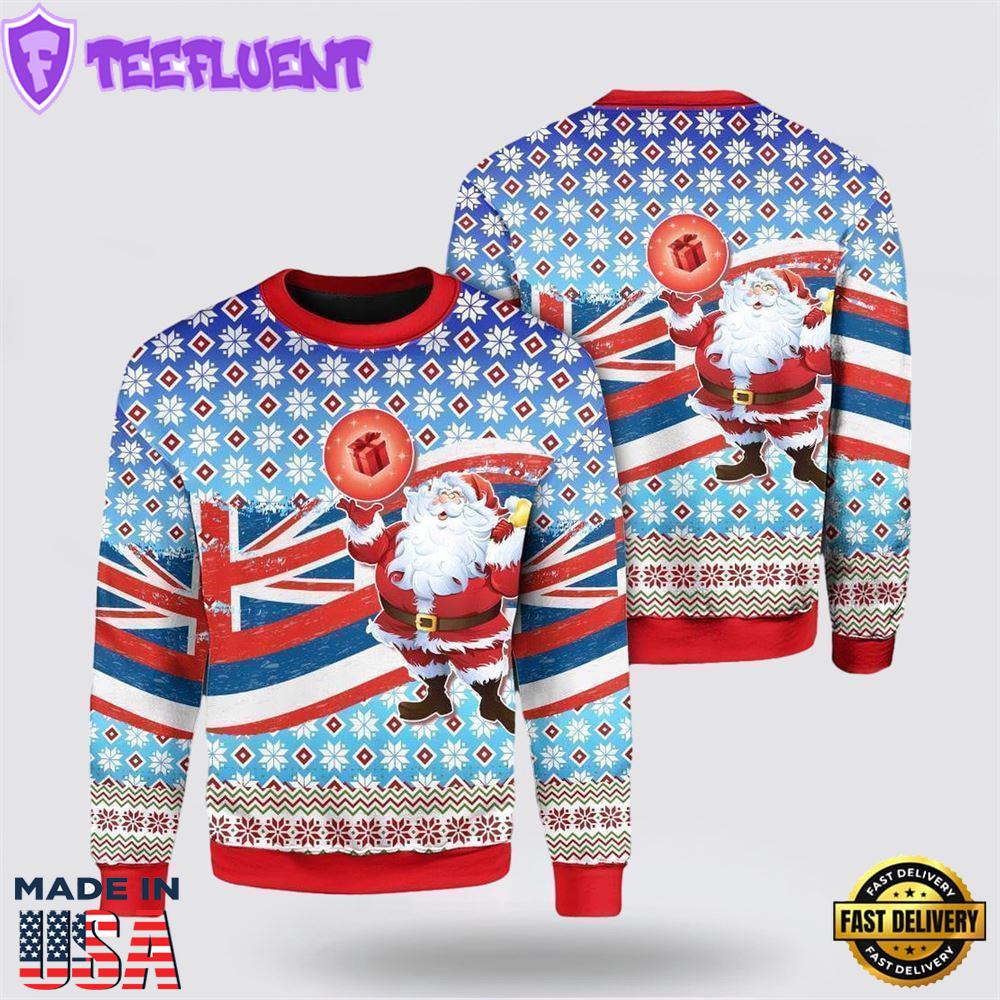 Flag Santa Claus Pattern Ugly Christmas Sweater For Men And Women