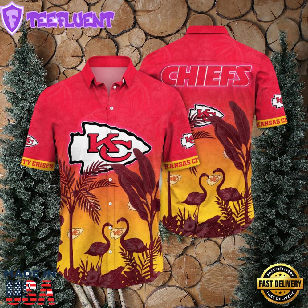 Flamingo and Hibiscus Kansas City Chiefs Hawaiian Shirt