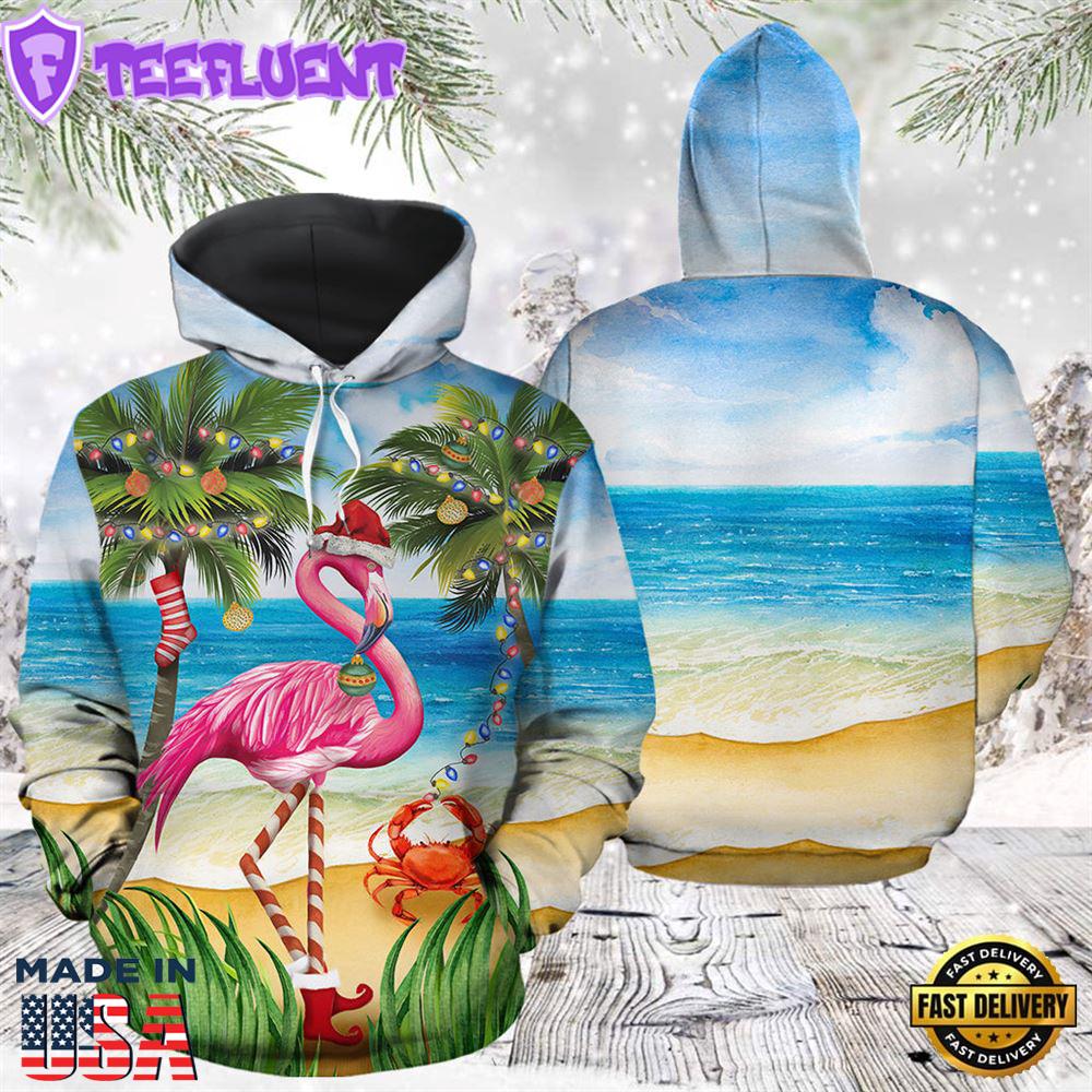 Flamingo Christmas Beachchristmas Hoodie All Over Print