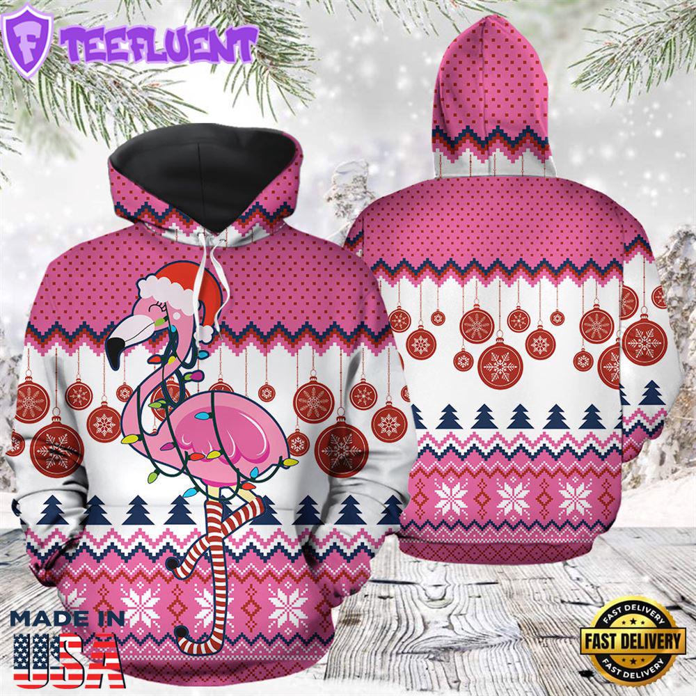 Flamingo Christmas Hoodie All Over Print