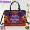Floral Leather Handbag With Handle Worship Gift For Christians God Has An Amazing Plan For Your Life Christ Gifts Leather Bags