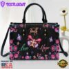 Flower Leather Handbag Faith Hope Love Leather Bag Christ Gifts Leather Bags
