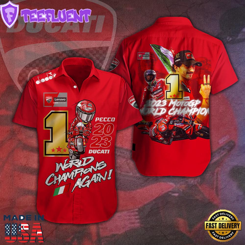 Francesco Bagnaia x Ducati Lenovo Team Short Sleeve Dress Shirt For Man And Women