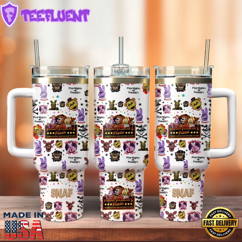Freddy Fazbear’s Pizza Movie Custom Stanley Quencher 40oz Stainless Steel Tumbler With Handle