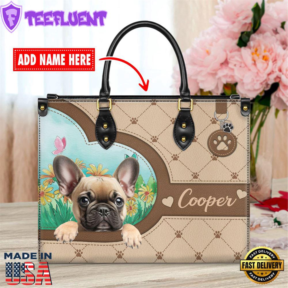 French Bull Dog Duccy Dog Lover Leather Handbag