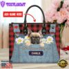 French Bull Dog This Human Belongs To Leather Handbag
