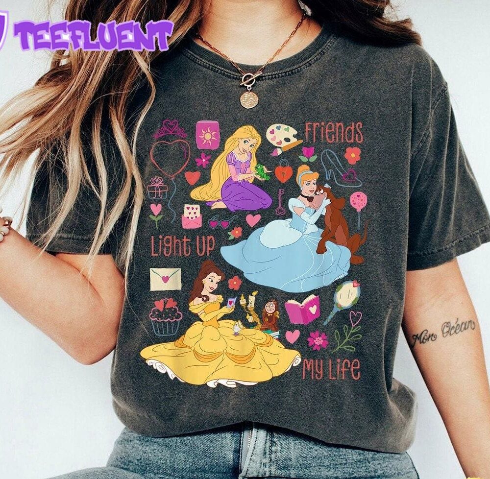Friends Light Up My Life Disney Princess Characters Happy Valentines T-Shirt Lovely Unique Gift