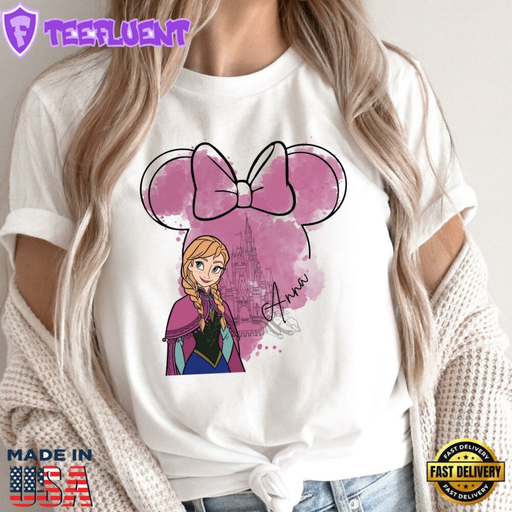 Frozen Princess Anna Watercolor Castle Shirt Disney Magic Kingdom Tee Mickey Ears Frozen Anna Shirt