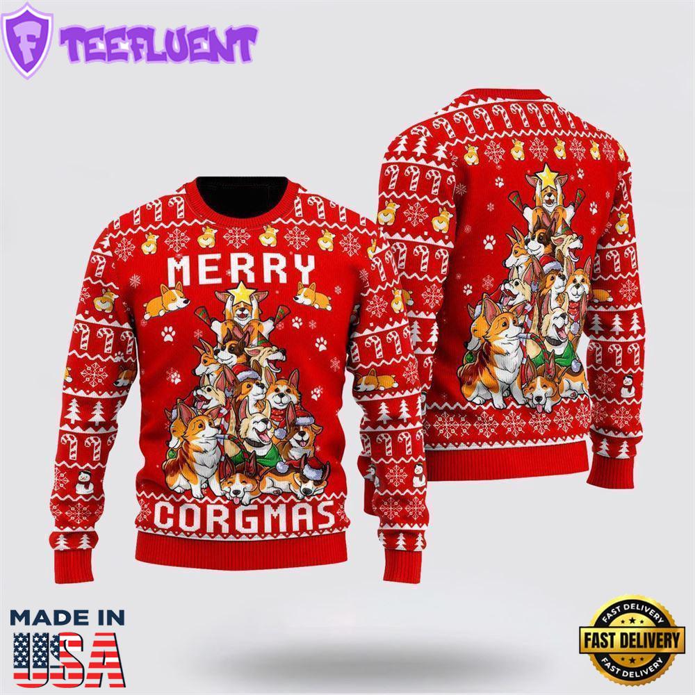 Funny Corgi Merry Corgmas Ugly Christmas Sweater For Men And Women