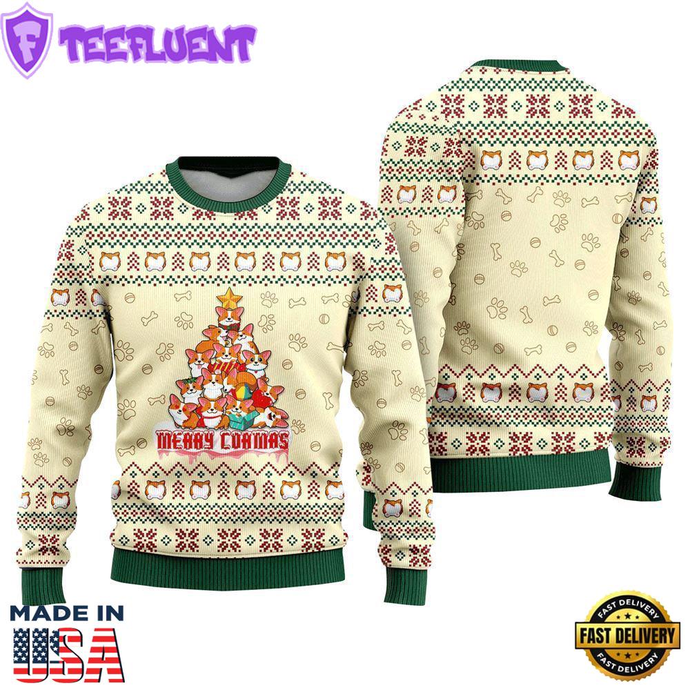 Funny Dog Merry Corgmas Tree Ugly Christmas Sweater For Men And Women