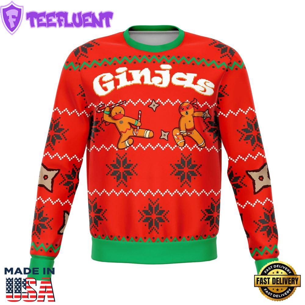 Funny Gingerbread Man Ginjas Cool Design Ugly Christmas Sweater