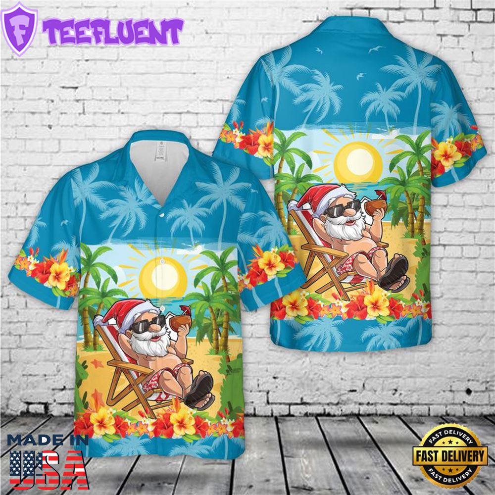 Funny Santa Christmas In July Vacation Hawaiian Shirt