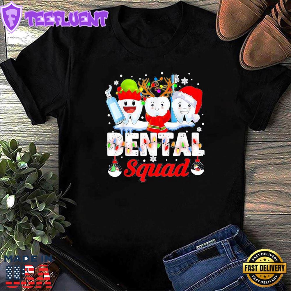 Funny Teeth Santa Reindeer Christmas Dental Squad T-Shirt