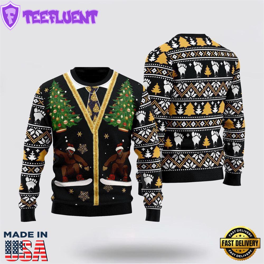 Funny Vintage Bigfoot Sasquatch Ugly Christmas Sweater For Men
