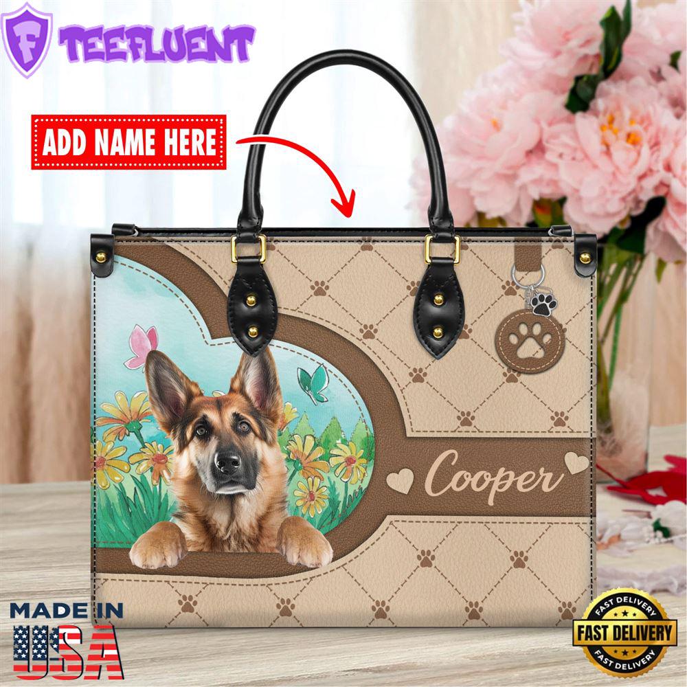 German Shepherd Dog Duccy Dog Lover Leather Handbag