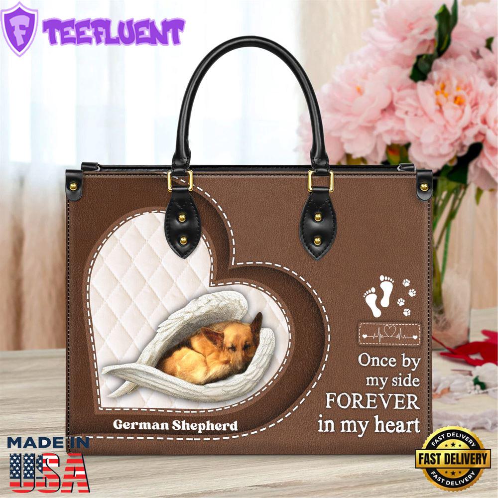 German Shepherd Dog Forever In My Heart Leather Bag