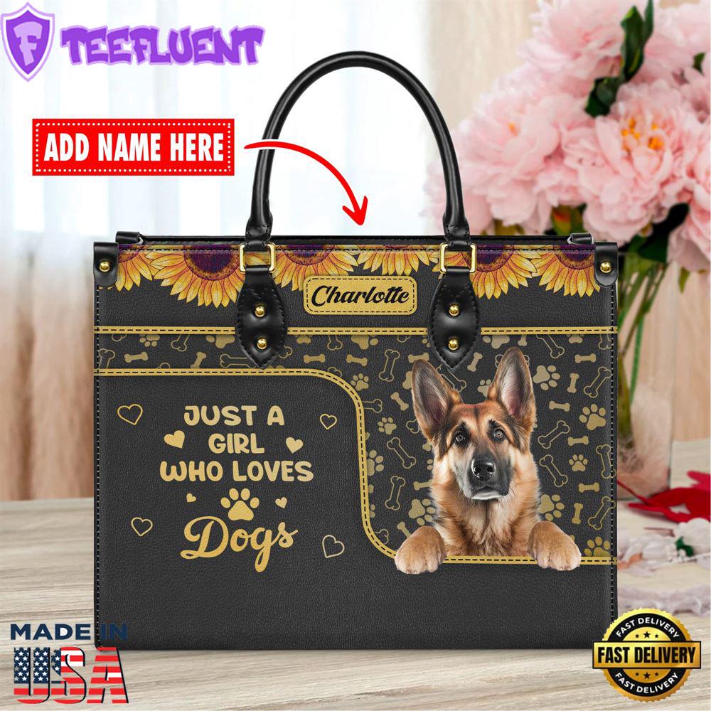 German Shepherd Dog Just A Girl Who Loves Dogs Leather Handbag