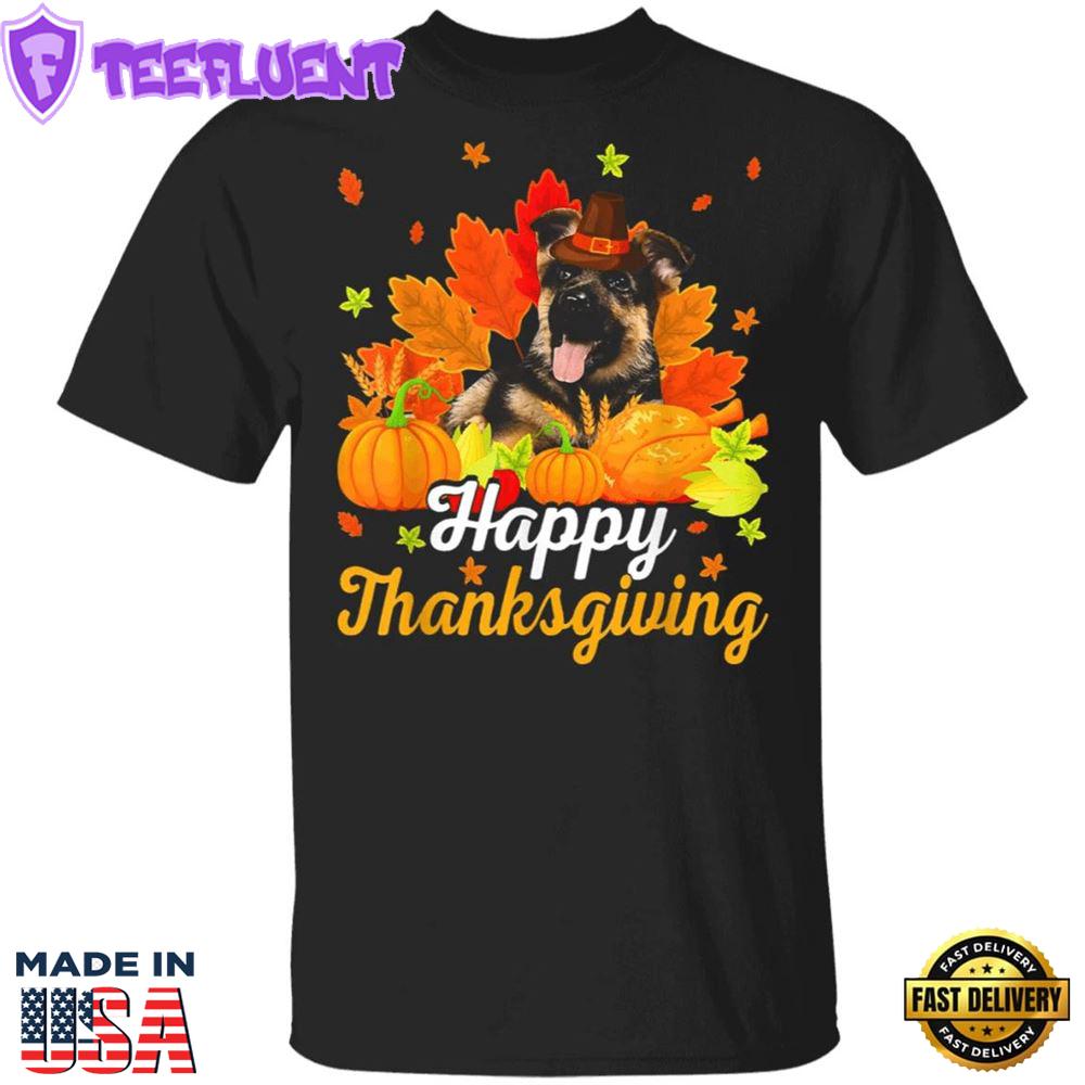 German Shepherd Happy Thanksgiving T-Shirt Adorable Dog Hallothanksmas Tee Gifts For Dog Owners