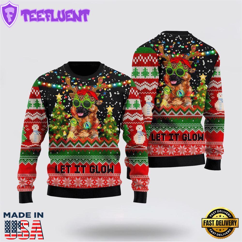 German Shepherd Let It Glow Ugly Christmas Sweater For Men And Women