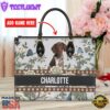 German Shorthaired Pointer Dog Bior Leather Handbag With Flowers And Butterfly